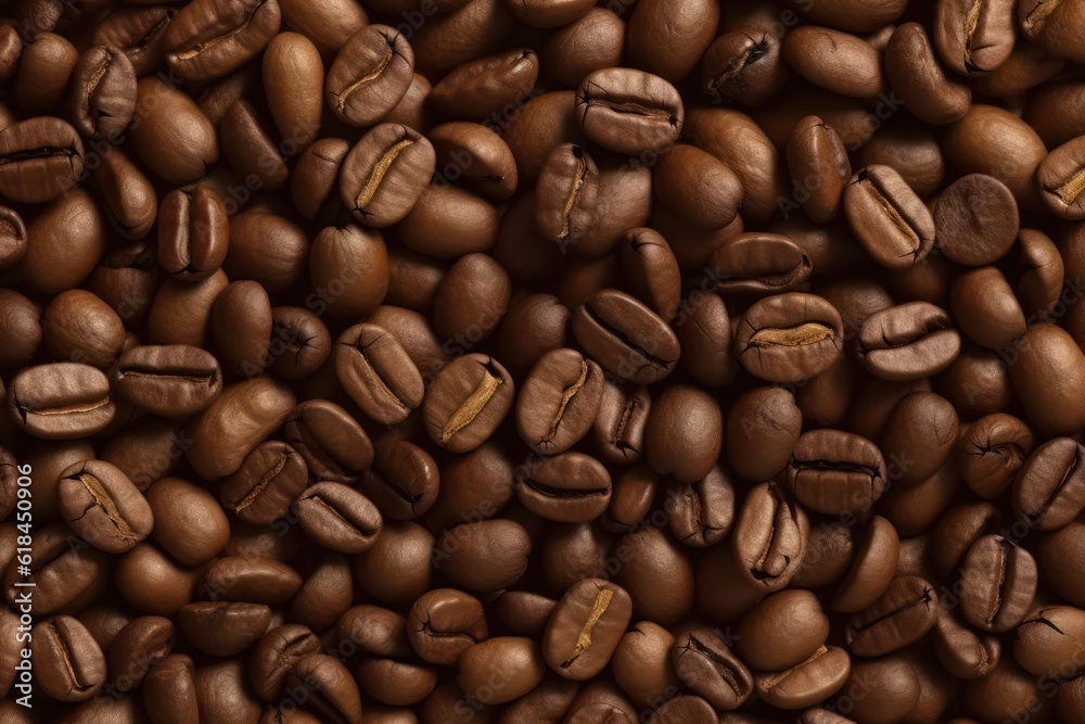 Coffee beans in various shades and sizes. Coffee background. Generative AI Coffee beans in various shades and sizes. Coffee background. Generative AI