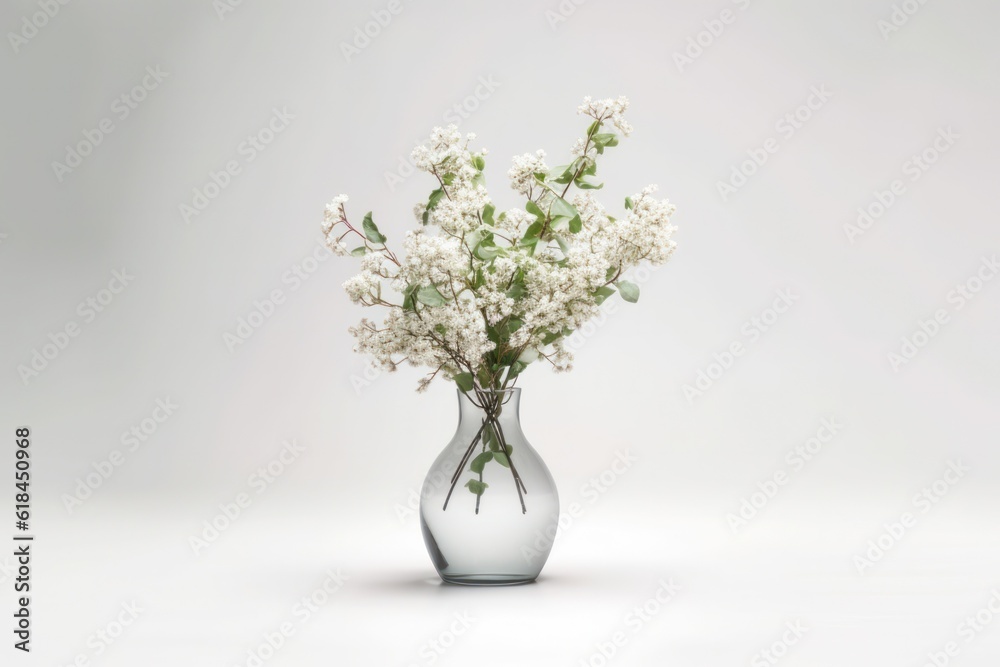Elegant, vintage vase with delicate flowers, standing on contemporary table