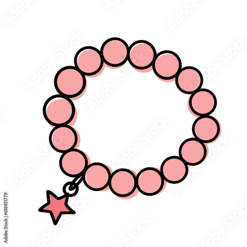 Kids jewelry. Drawing of bracelet from colorful beads for children isolated on white.