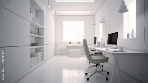 Modern Office  Empty  White ambience with some color accents  futuristic. Ideal for video conference background. Beautiful and relaxing.