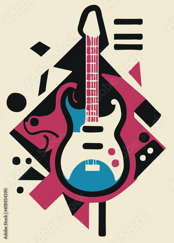 Illustration of a poster featuring an electric guitar