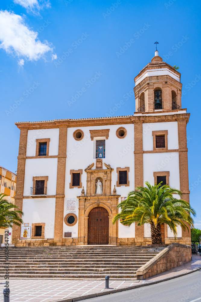 Facade of the church of Our Lady of Mercy in Ronda, Andalusia, Spain