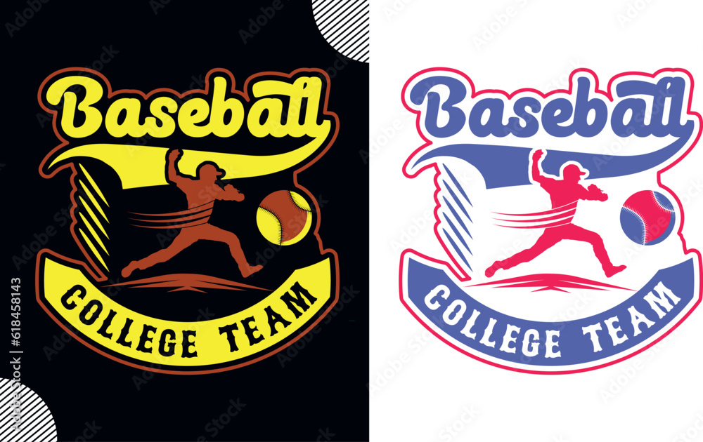 Fototapeta premium Baseball college team, t shirt design