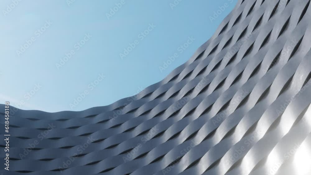 Abstract modern architecture with wavy facade, 3d rendering.