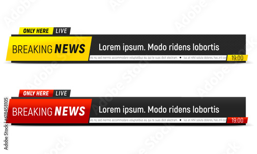 Lower third for news header. Breaking news. Vector template for your design.