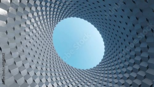 Abstract modern architecture with wavy facade, 3d rendering.
