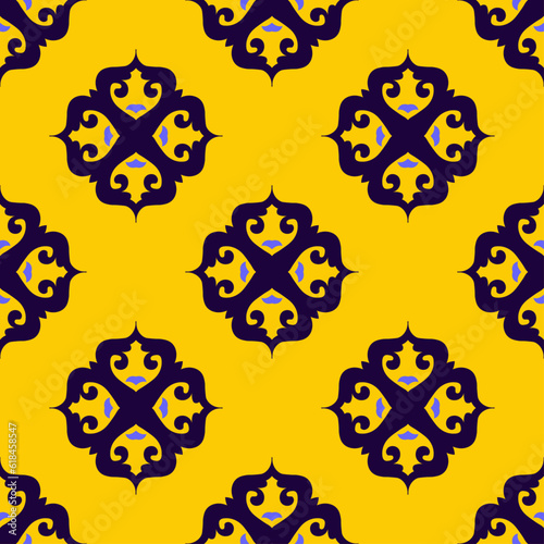Seamless Asian pattern of the nomads of Central Asia and Kazakhstan, Kyrgyzstan. Nomadic ethnic stamp style. Asian ornaments.