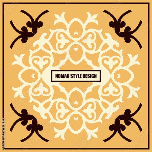 Decorative design with ethnic element for decoration and your design. Kyrgyz, Kazakh, Uzbek ornaments. Symmetry texture. Trendy creative gradient. Print for shawl and carpet, tile. Vector.