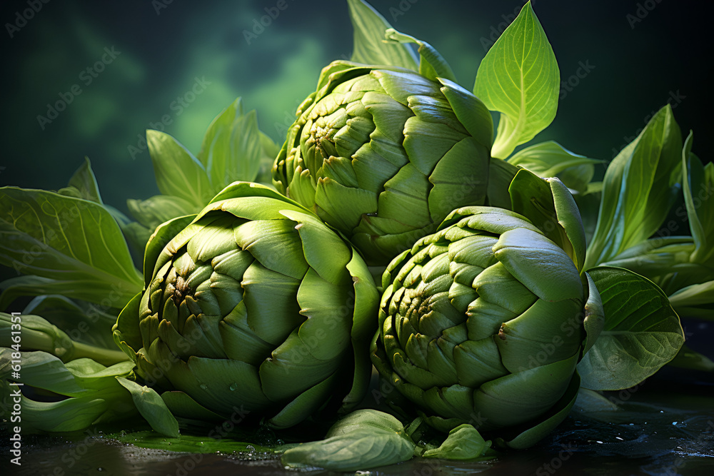 Obraz premium artichoke on a green background