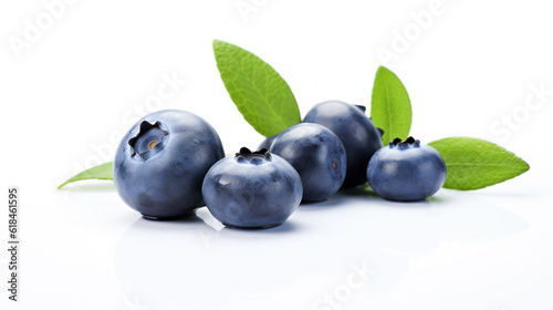 Blueberry Bliss: A Tempting Delight on a White Canvas. Generative AI