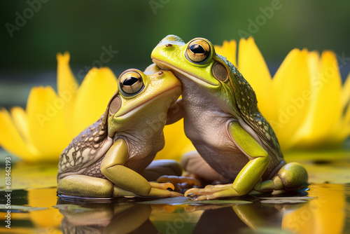 Romantic scene of two frogs
