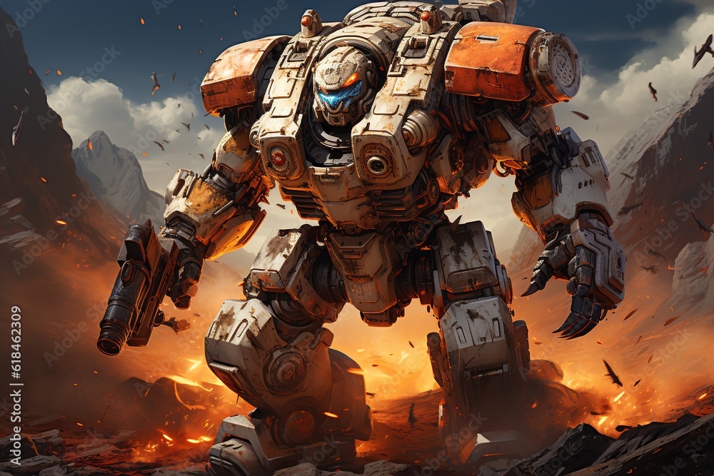 mecha robot anime on apocalyptic background mecha robot anime on apocalyptic background