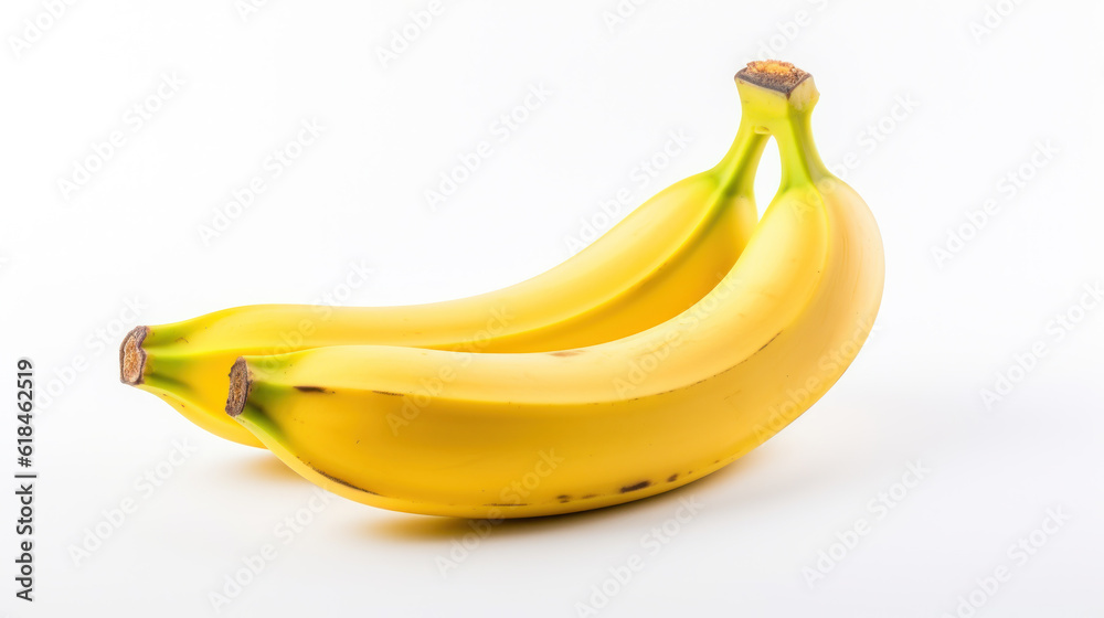 The Golden Delight: Isolated Banana on White. Generative AI The Golden Delight: Isolated Banana on White. Generative AI