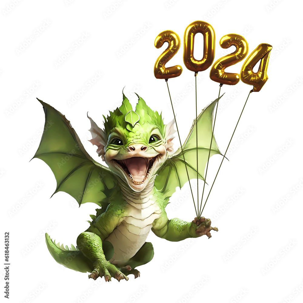 Fototapeta premium 2024, dragons, symbol of the new year 2024 
