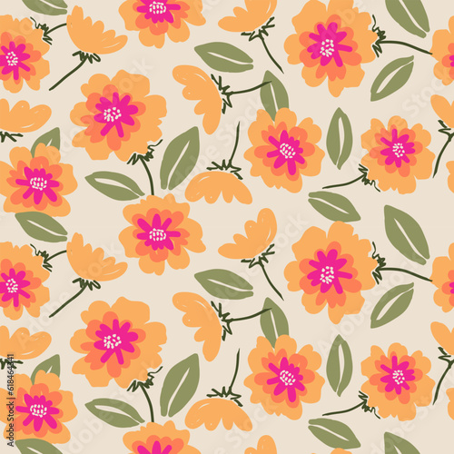 Hand drawn flowers  seamless patterns with floral for fabric  textiles  clothing  wrapping paper  cover  banner  interior decor  abstract backgrounds.