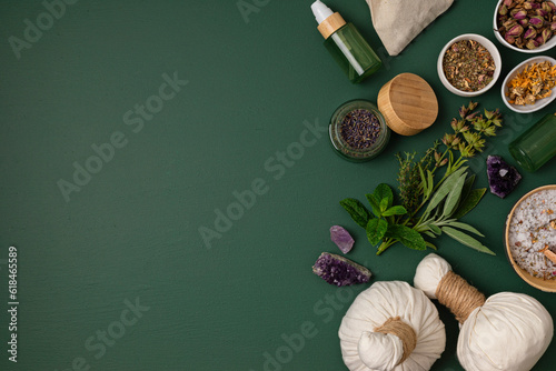 Stampa su tela Botanical blends, herbs, essencial oils for naturopathy