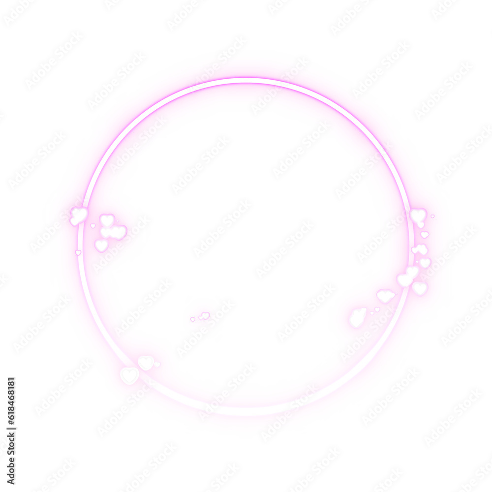 Pastel neon circle frame border with minimal hearts cute and beautiful for love