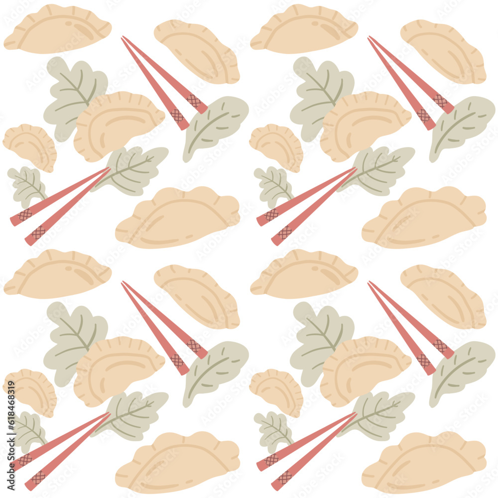 Obraz premium Dumplings hand drawn seamless pattern