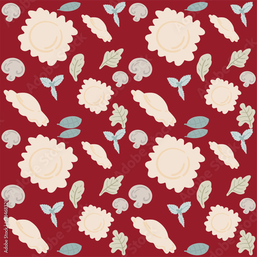 Ravioli hand drawn seamless pattern