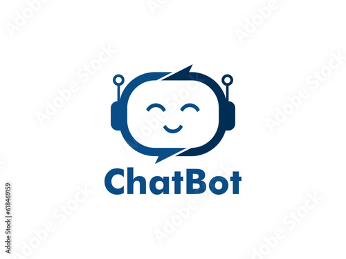 Robot Chat or Chat Bot logo. modern conversation automatic technology logo design vector template
