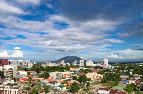 Wide shot of Angeles City and Mt. Arayat - Pampanga, Luzon, Philippines