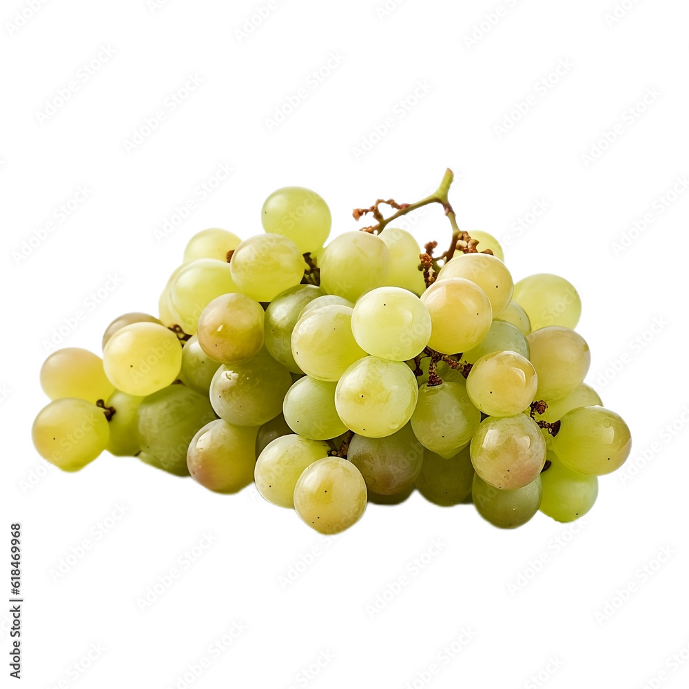 bunch of white grapes isolated on transparent background