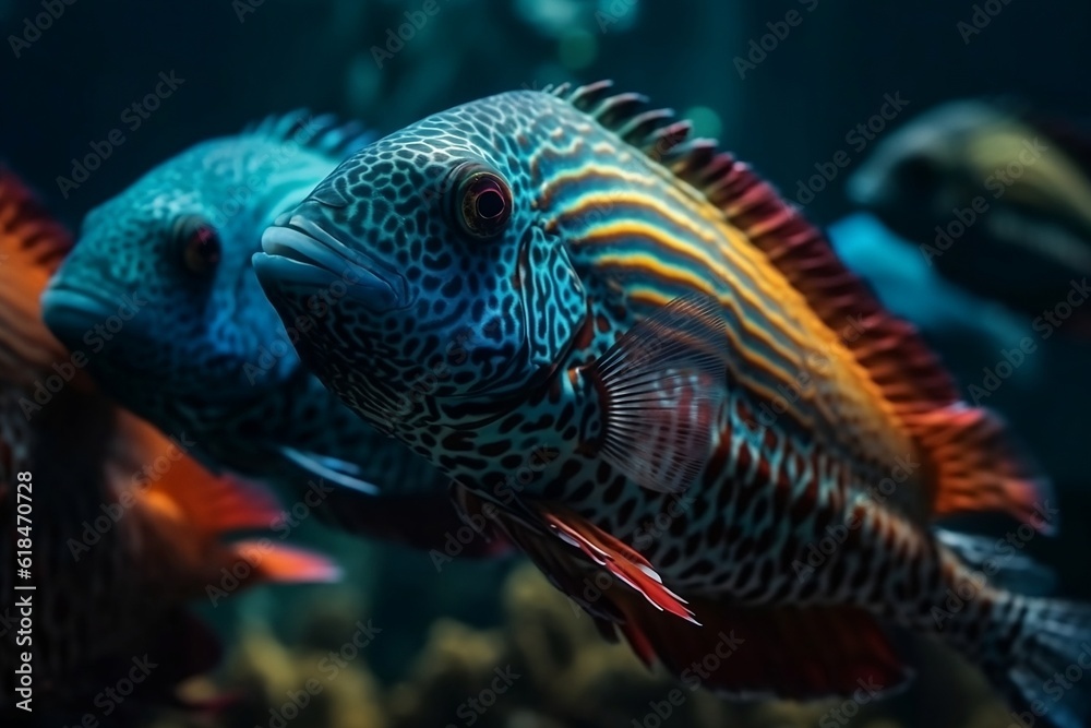 School of beautiful fish in the water. School of beautiful fish in the water.