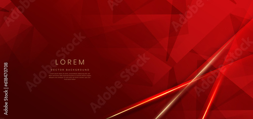 Abstract elegant red background with golden line and lighting effect sparkle. Luxury template award design.