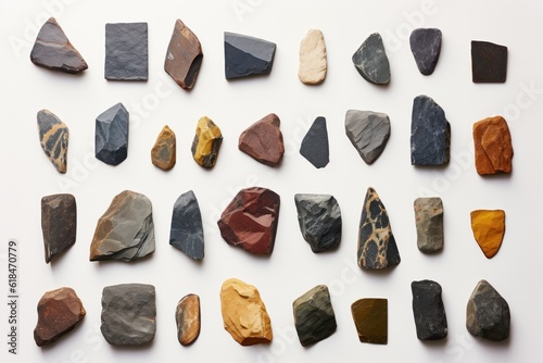 Collection of rocks on white background generative ai