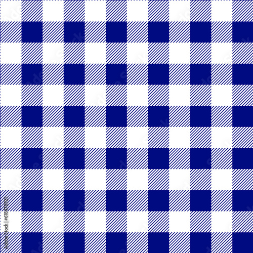 Gingham seamless pattern.Blue background texture. Checked tweed plaid repeating wallpaper. Fabric design.