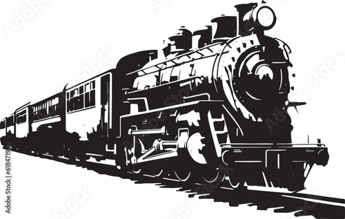 Vintage steam locomotive ancient train, transport Vector illustration