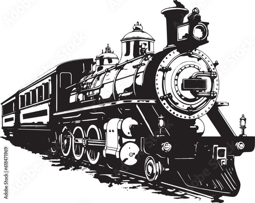 Photo Vintage steam locomotive ancient train, transport Vector illustration