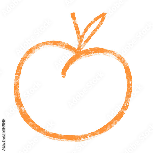 Simple Abstract Illustration of Hand Drawn Peach. Peach Fruit Made of Grunge Line. No text. Freehand Skechted Tropical Fruit. photo