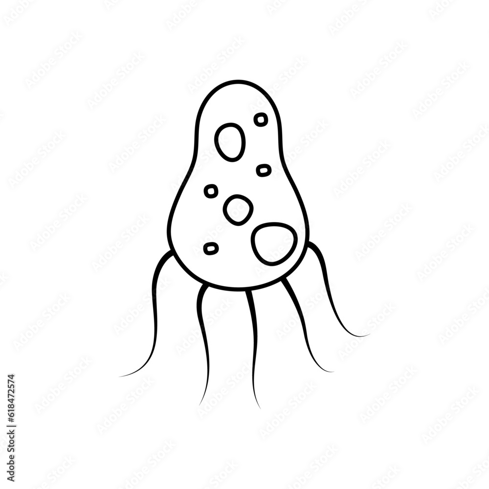 Fototapeta premium Outline Virus, germ and bacteria, microorganism type, and superbug icon.