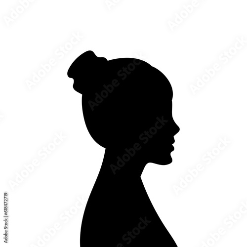 Woman avatar profile. Vector silhouette of a woman's head or icon isolated on a white background. Symbol of female beauty. © Lytaccept