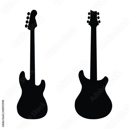 Set of guitars on white background. Vector silhouette of electric guitars. Guitar icons. Vector illustration