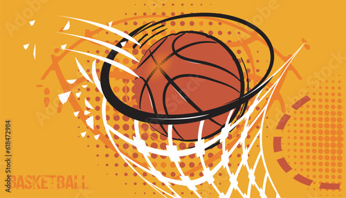 Vector illustration of a basketball, pop art design.