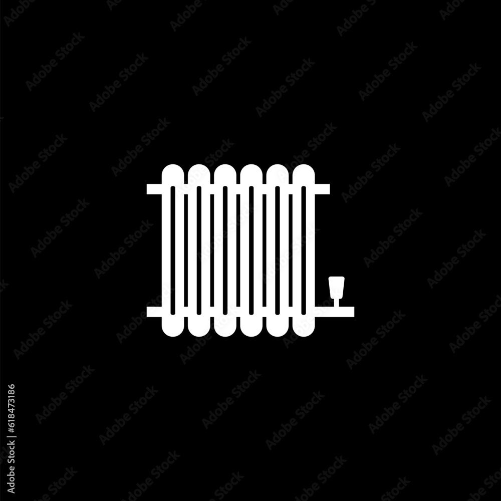 Simple illustration of hot house radiator icon for web design isolated on black background Simple illustration of hot house radiator icon for web design isolated on black background