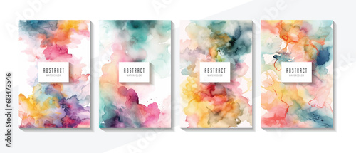 Abstract soft color pastel watercolor background. Background set. 