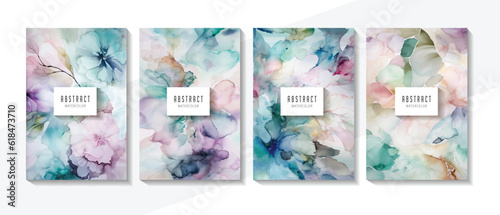 Hand drawn pastel color floral background. Background set. 