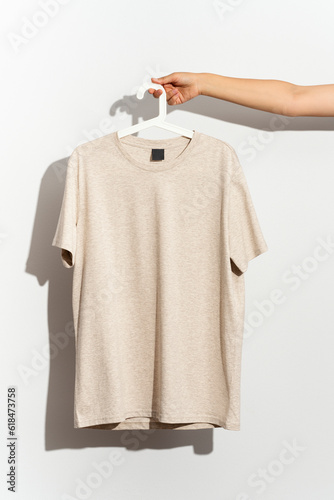  t-shirt mockup on wooden hanger