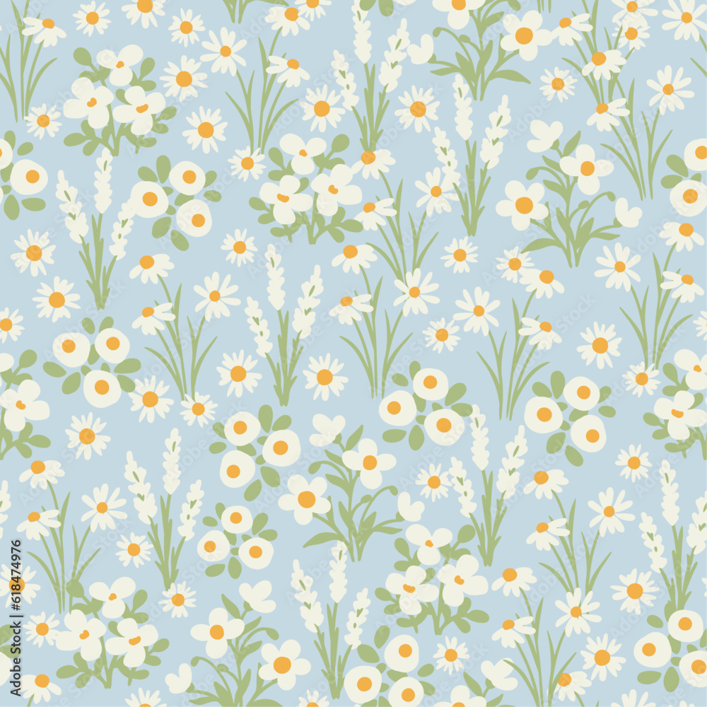 Vector seamless pattern with wildflowers Vector seamless pattern with wildflowers