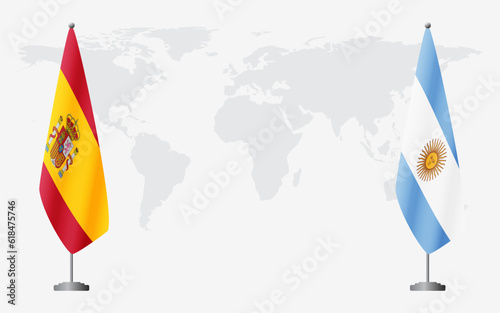 Spain and Argentina flags for official meeting