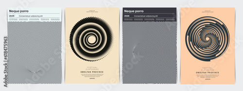 Set of Abstract Covers Design layout. Abstract Backgrounds, Psychedelic Decorative Templates for Posters, Flyers. Vector illustration.