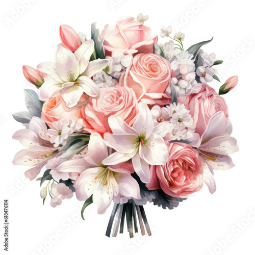 A tender watercolor bouquet on a white background  ai generative