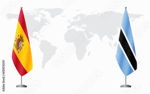 Spain and Botswana flags for official meeting