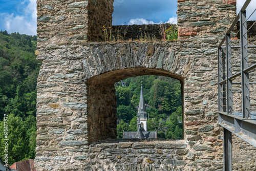 View from the castle ruins to the old town of Eppstein, Hesse, Germany photo