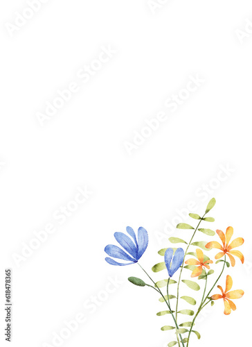 Floral frame border for greeting card, invitation and other printing design. Isolated on white. Hand drawing.