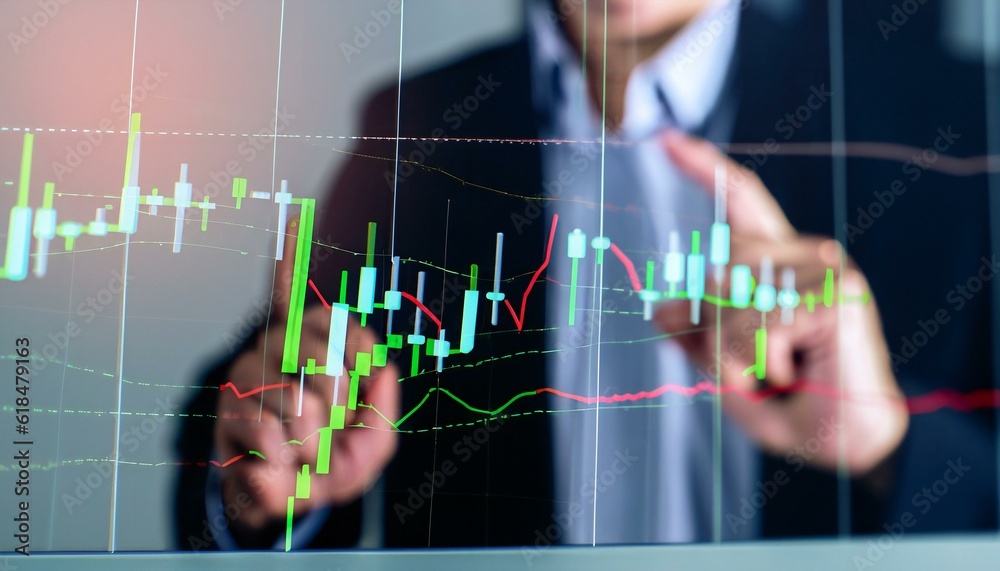 business person analyzing graph on screen business person analyzing graph on screen