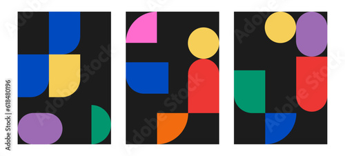 Set of vector cards. Geometric design elements. Minimalistic style.